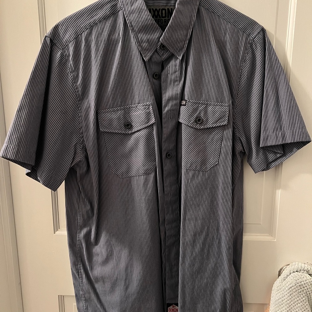 DIXXON Men's Gray Pinstripe Button Down Shirt